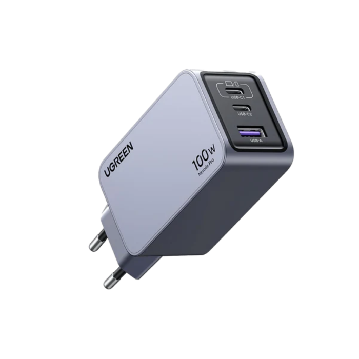 UGREEN Nexode Pro Mini FC, 100W, 2x USB-C, USB-A, USB-C kabel, GaN, sivi-9