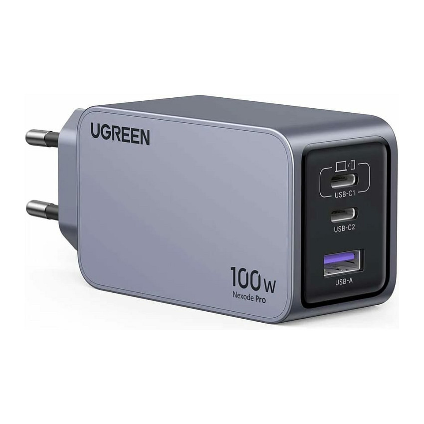UGREEN Nexode Pro Mini FC, 100W, 2x USB-C, USB-A, USB-C kabel, GaN, sivi-18