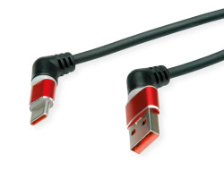 Kabel ROLINE 360° USB 2.0 C - A, M/M, 60W, crveno crni, 2 m