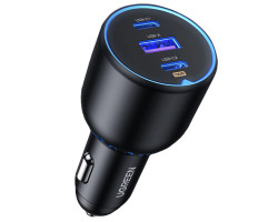 UGREEN auto punjač, 130W, 2x USB-C, USB-A, PD, QC 4.0, sivi-1