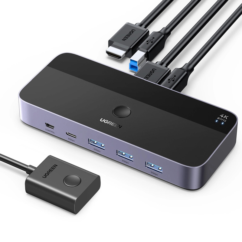 UGREEN KWM switch, 3x HDMI, 2x USB-C, 3x USB-A,2x USB-B-1