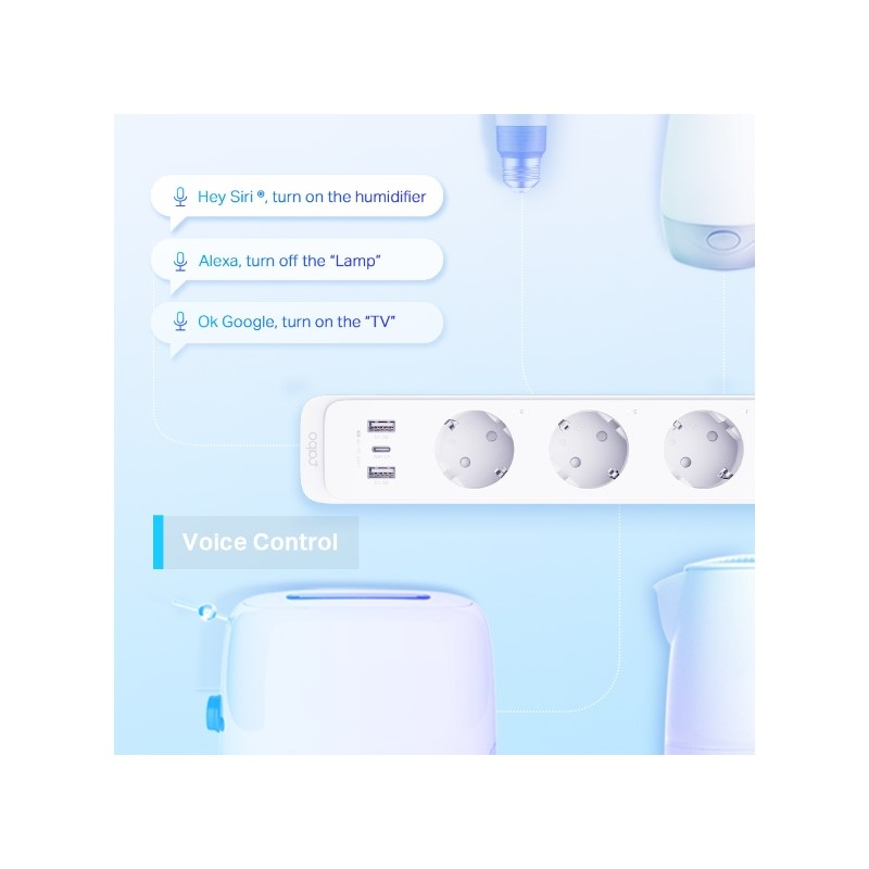 TP-Link WiFi Smart multi utičnica, 3×strujna utičnica, 2×USB-A, 1×USB-C, QC3.0 18W punjač, Tapo app, Wi-Fi kontrola, Timer/Schedule postavke, Glasovna kotrola Amazon Alexa/Google Assistant-5