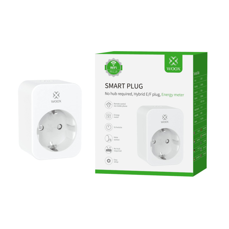 Utičnica WOOX R6118 WiFi Smart EU, 16A/3680W, WooxHome app, voice control - Alexa & Google Assistant-1