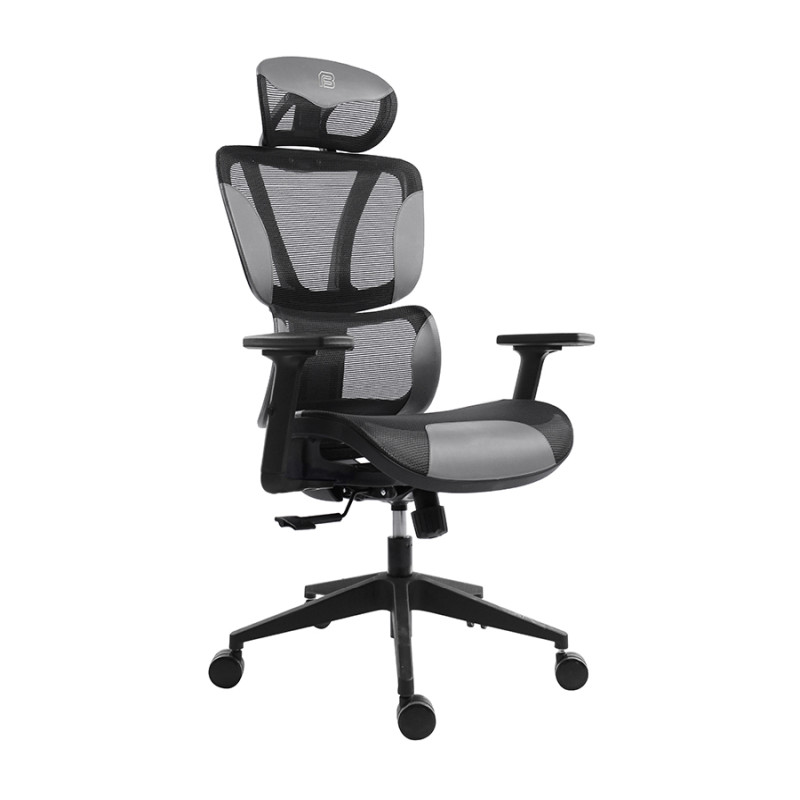 Bit Force ROYAL LM-2D uredska stolica, PU koža, 2D naslon za ruke, nosivost 140kg, crno/siva-1