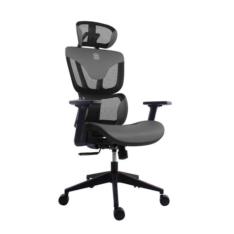 Uredska stolica BIT FORCE COZY LM-2D (PU koža, 2D naslon za ruke, nosivost 140kg, crno/siva)-1