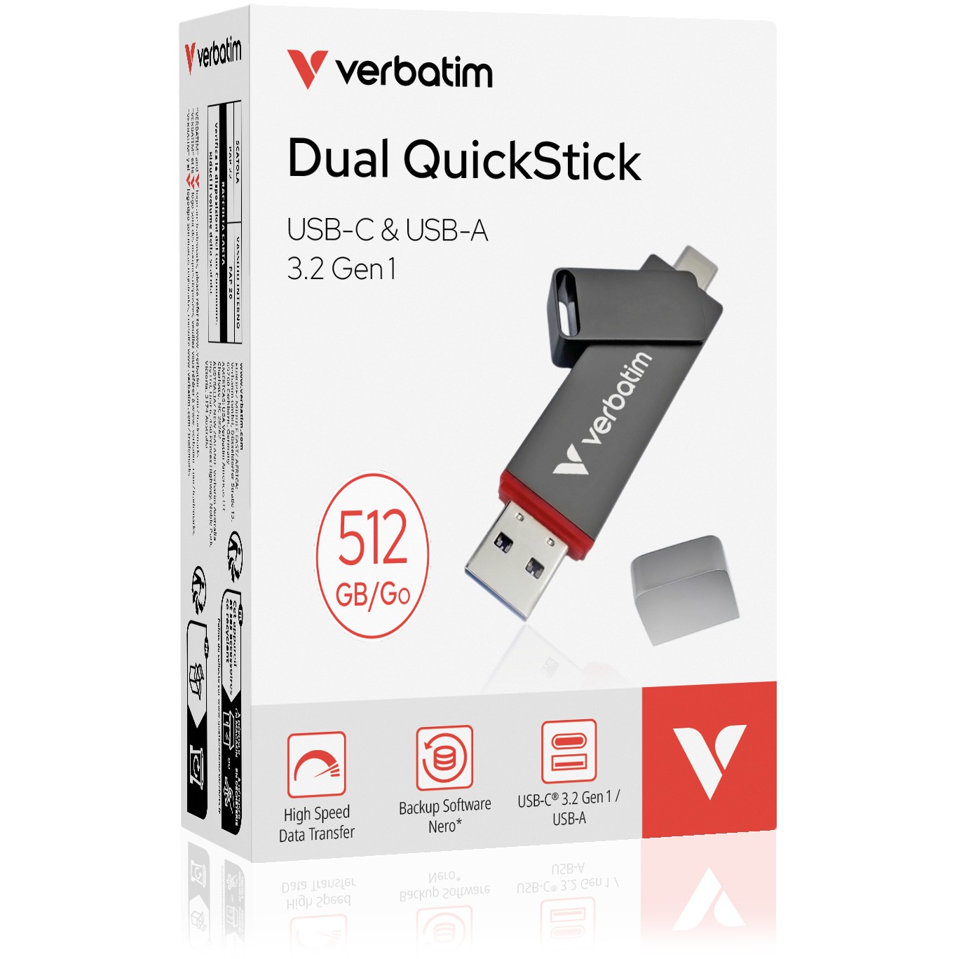 USB Stick VERBATIM Dual QuickStick 512GB (USB-C & USB-A, USB 3.2 Gen 1, 550/500 MB/s)-3