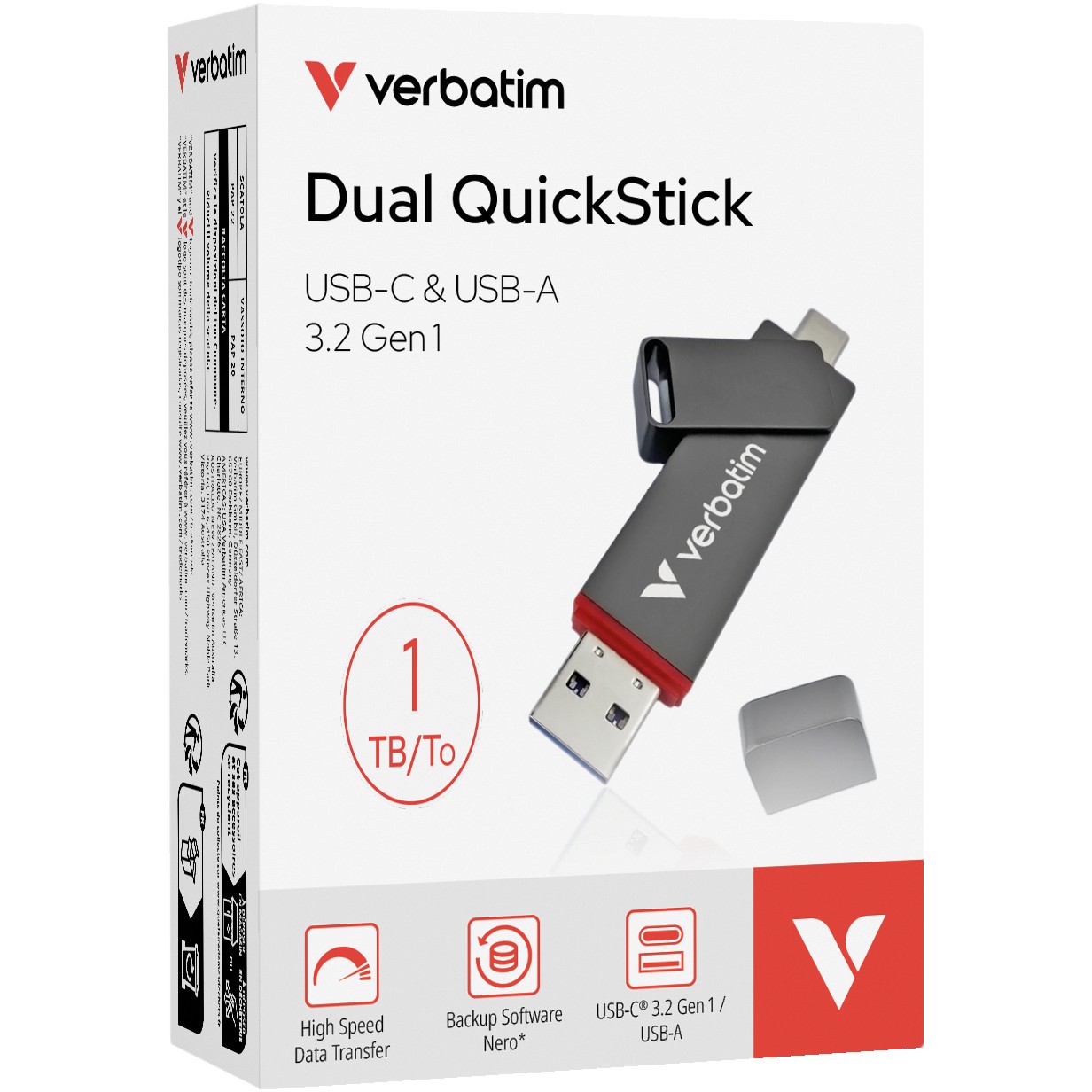 Verbatim Dual QuickStick 1TB, USB-C & USB-A, USB 3.2 Gen 1, 550/500 MB/s-3