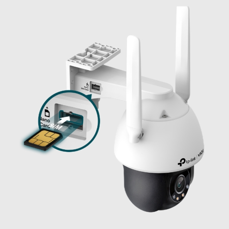 TP-Link VIGI 4MP Outdoor Full-Color 4G Pan/Tilt kamera, Max res. 2560x1440, 4MP, H.265+, 24h Full-Color, 2-way audio, IP66-1