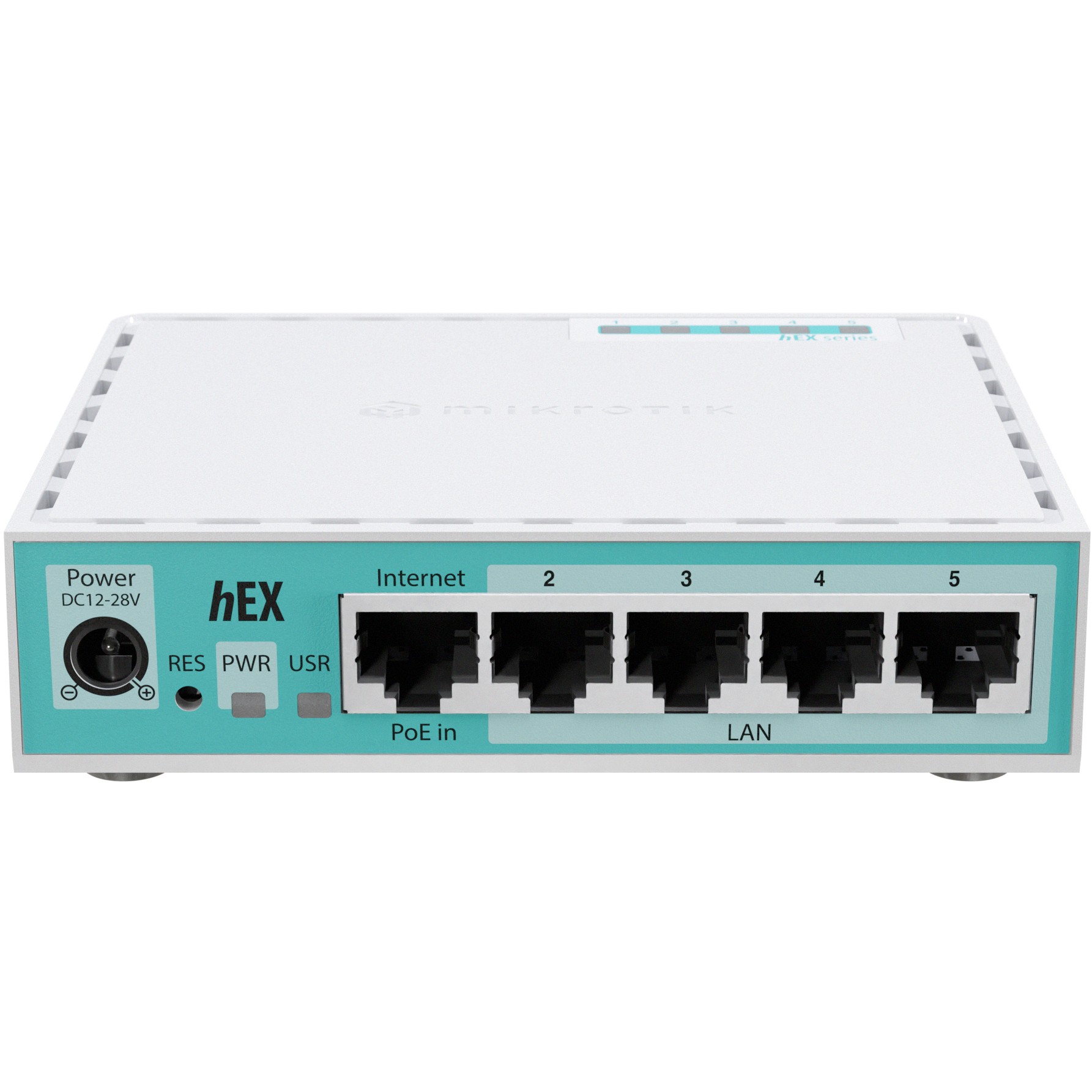 Mikrotik hEX refresh, 950 MHz CPU, 512MB RAM, 5×LAN, USB-A, POE support, RouterOSv7, metalno kućište, PSU-2