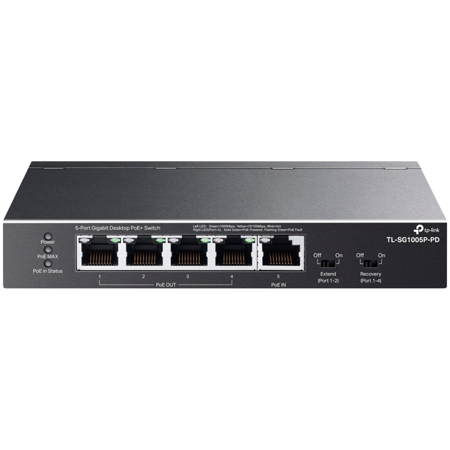 TP-Link 5-port Gigabit PoE+ preklopnik (Switch) 5×10/100/1000M RJ45 ports, 1×PoE++ In, 4xPoE+ Out ports, metalno kućište-2
