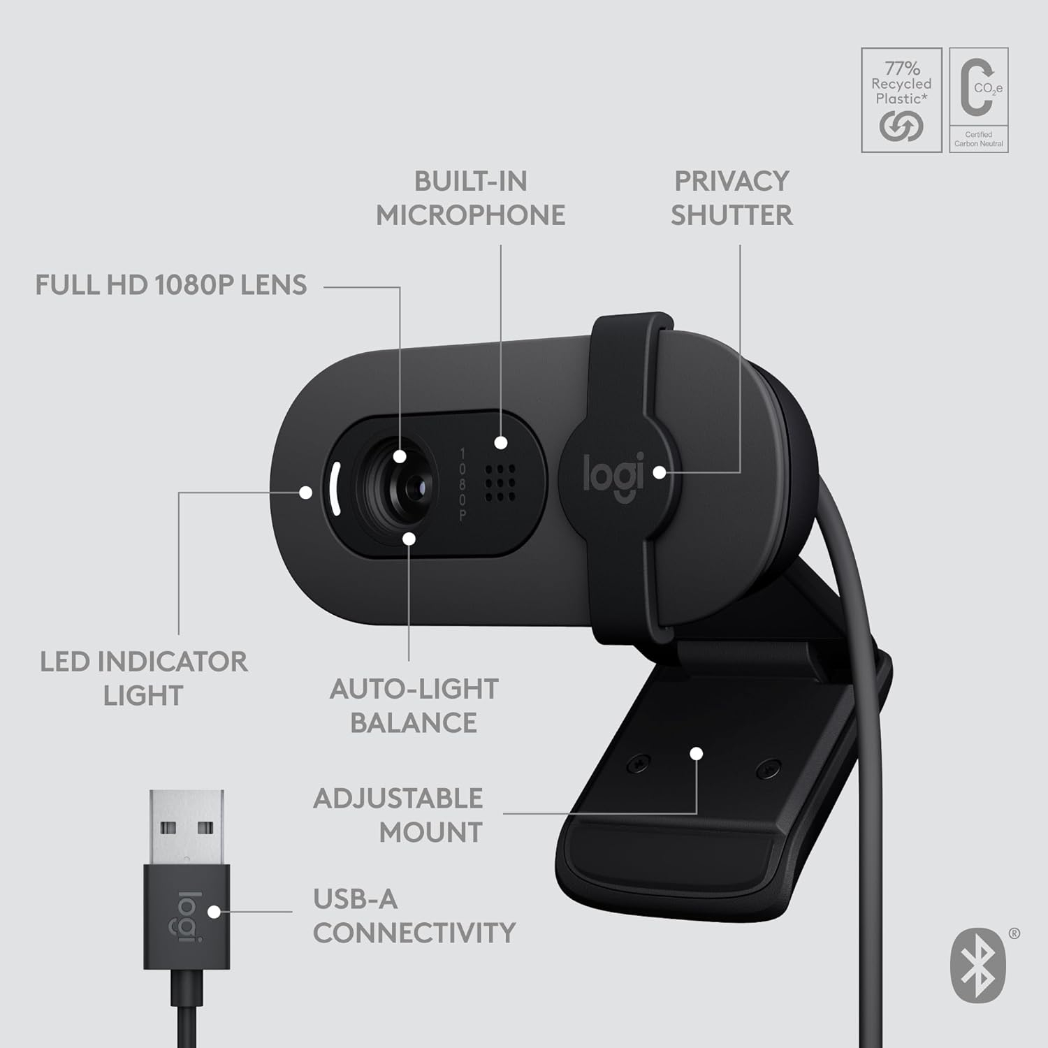 Logitech Brio 105 Full HD web kamera, USB, grafit (960-001592)-4