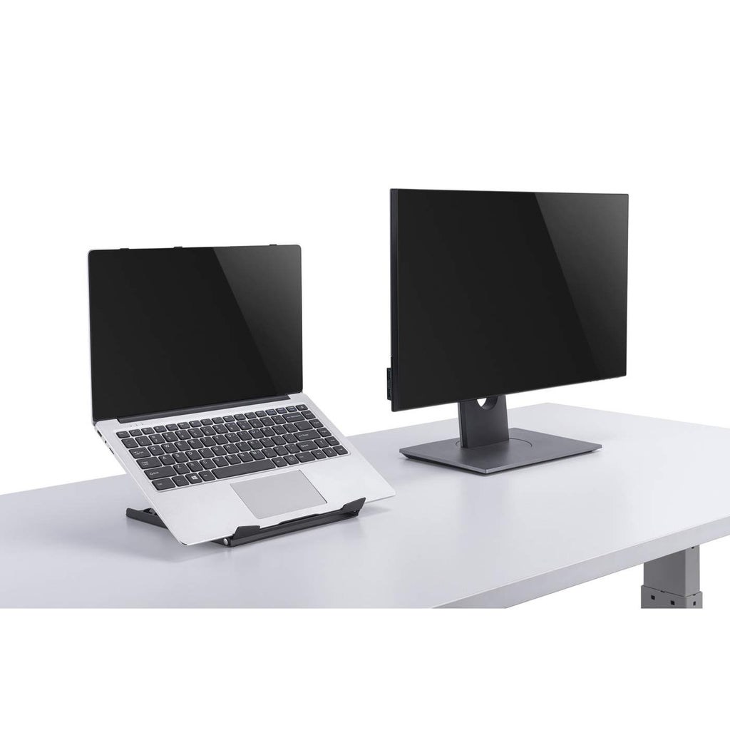 Stalak za prijenosno računalo i tablet Manhattan, podesiv (5 položaja), pogodan za sve tablete i prijenosna računala do 15.6", prijenosan i lagan, čelik crni, doživotno jamstvo-9