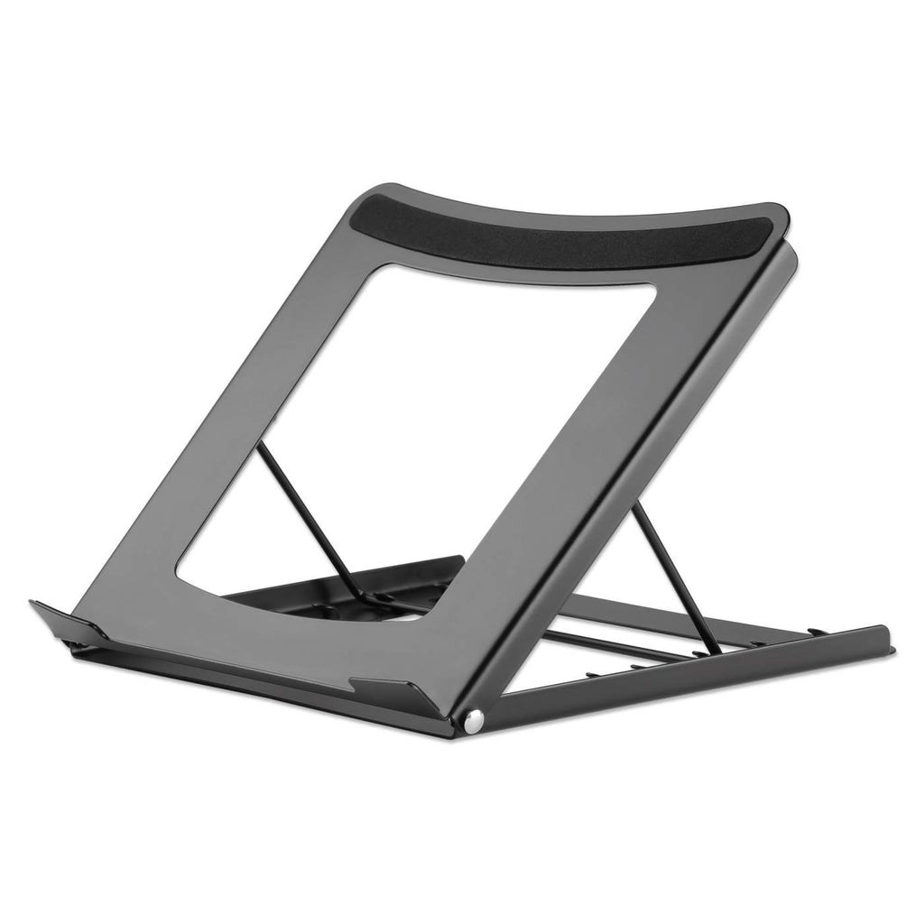 Stalak za prijenosno računalo i tablet Manhattan, podesiv (5 položaja), pogodan za sve tablete i prijenosna računala do 15.6", prijenosan i lagan, čelik crni, doživotno jamstvo-0