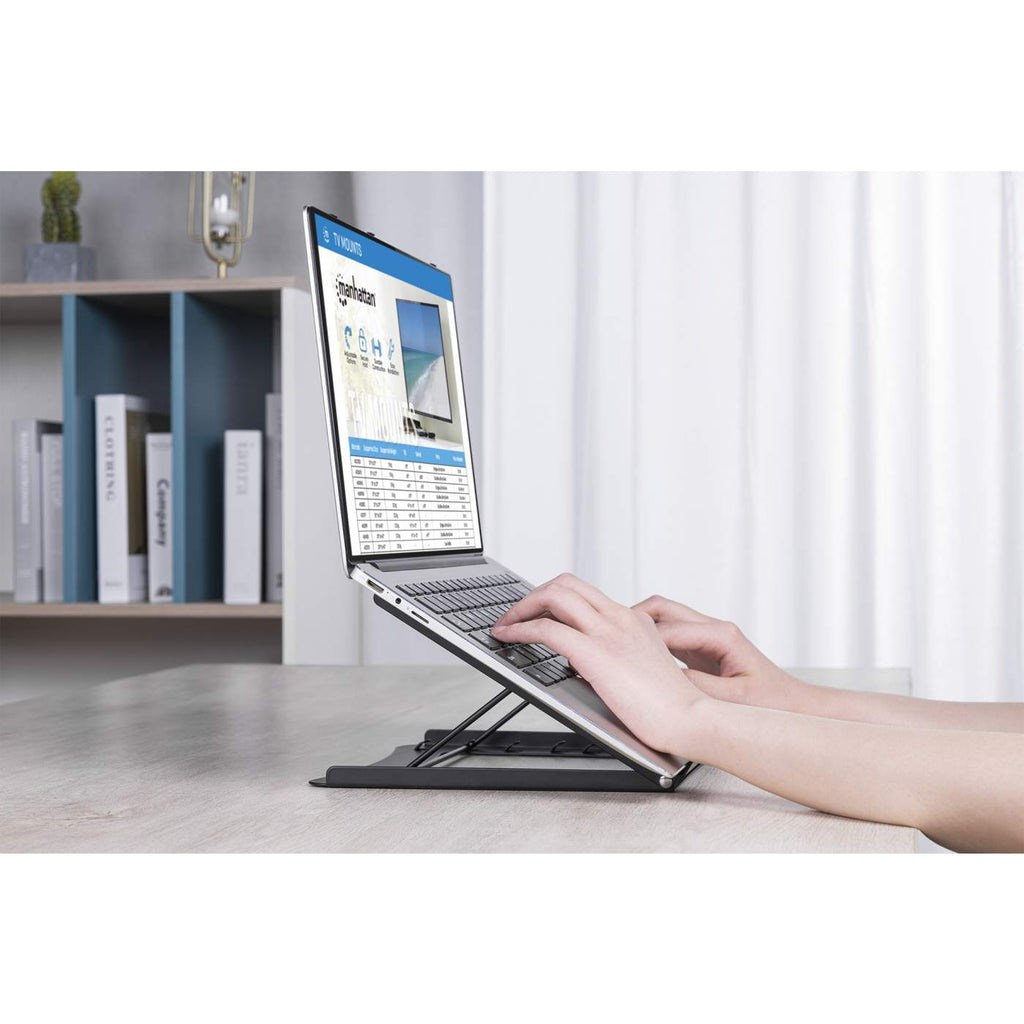 Stalak za prijenosno računalo i tablet Manhattan, podesiv (5 položaja), pogodan za sve tablete i prijenosna računala do 15.6", prijenosan i lagan, čelik crni, doživotno jamstvo-8