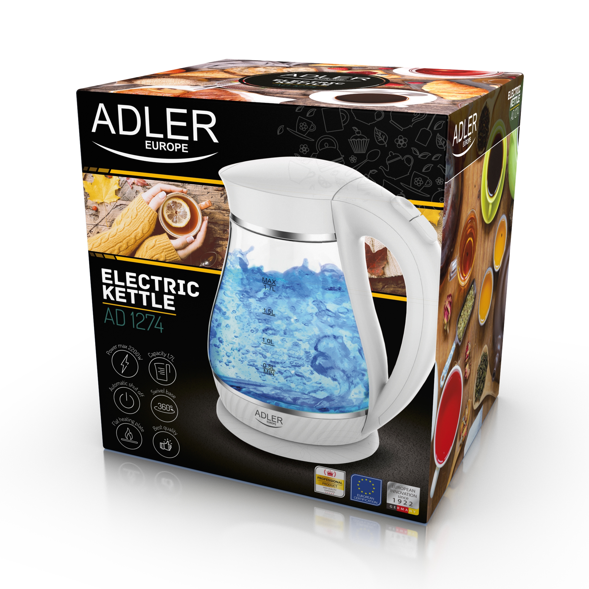 Kuhalo za vodu ADLER AD 1274 (1,7L, 2200W) bijelo-5