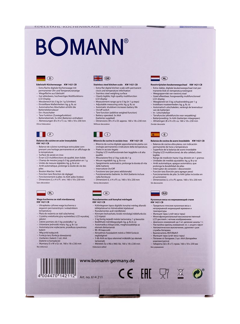 Kuhinjska vaga Bomann KW 1421 CB (elektronska crno-inox)-4