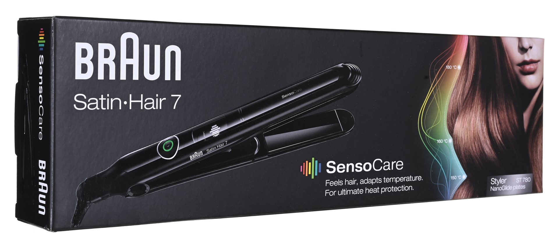 Pegla za kosu BRAUN Satin Hair 7 SensoCare ST780 (potpuno keramičke NanoGlide ploče, inteligentni SensoCare senzor, 9 temperatura 120–200 °C, pametna memorija, kabel 2 m)-1