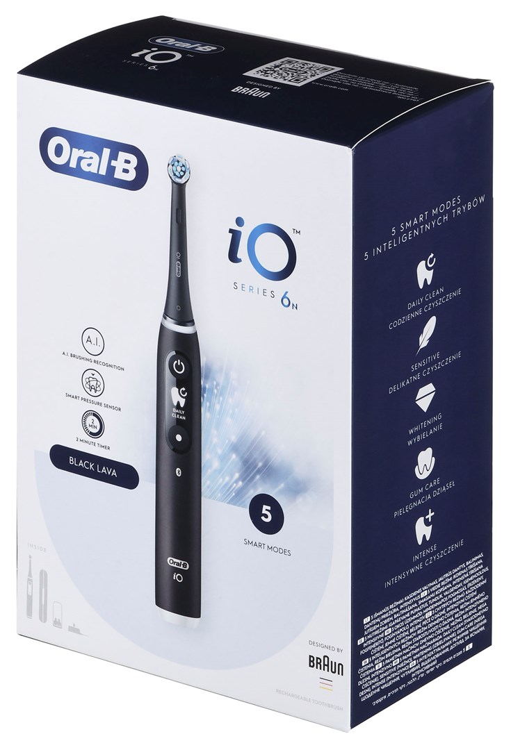 Električna četkica za zube BRAUN Oral-B iO 6N BLACK ONYX (3 načina čišćenja, senzor pritiska, rotirajuće-oscilirajuća, plava)-7