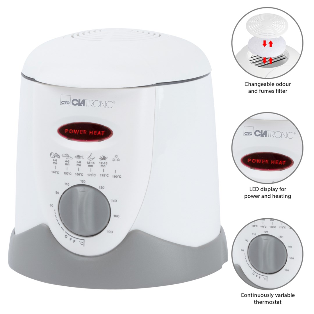 Friteza CLATRONIC FFR 2916 (1 L, samostojeća, 900 W) siva bijela-4