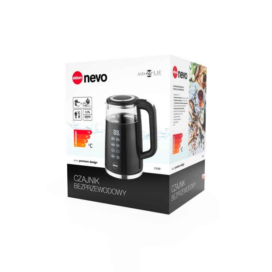 Kuhalo za vodu ELDOM Nevo C510C (1.7 L, 2200 W, kontrola temperature) crna boja-11