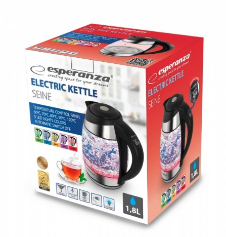 Električno kuhalo ESPERANZA EKK026 (1.7 L, 2200 W) crno-prozirno-4