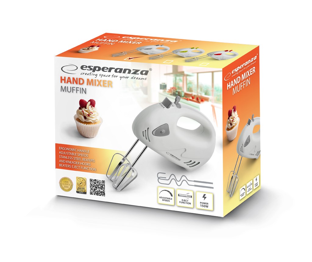 Esperanza EKM007WE mixer Hand mixer Gray bijela 150 W-2