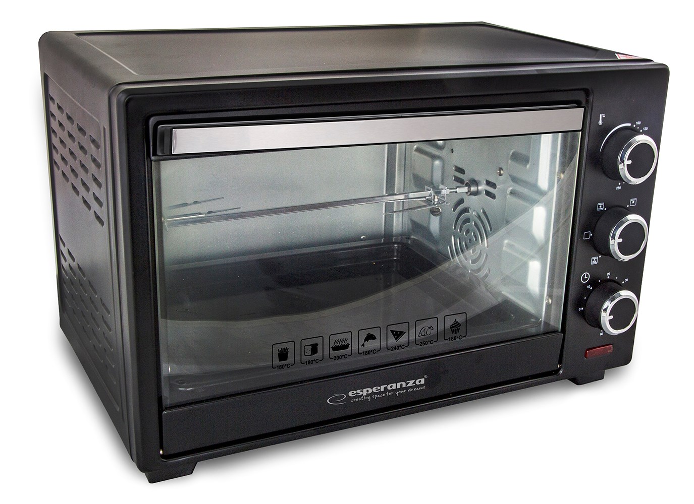 Mini pećnica ESPERANZA EKO006 s konvekcijom i ražnjem (25 L, 1600 W) crna-2