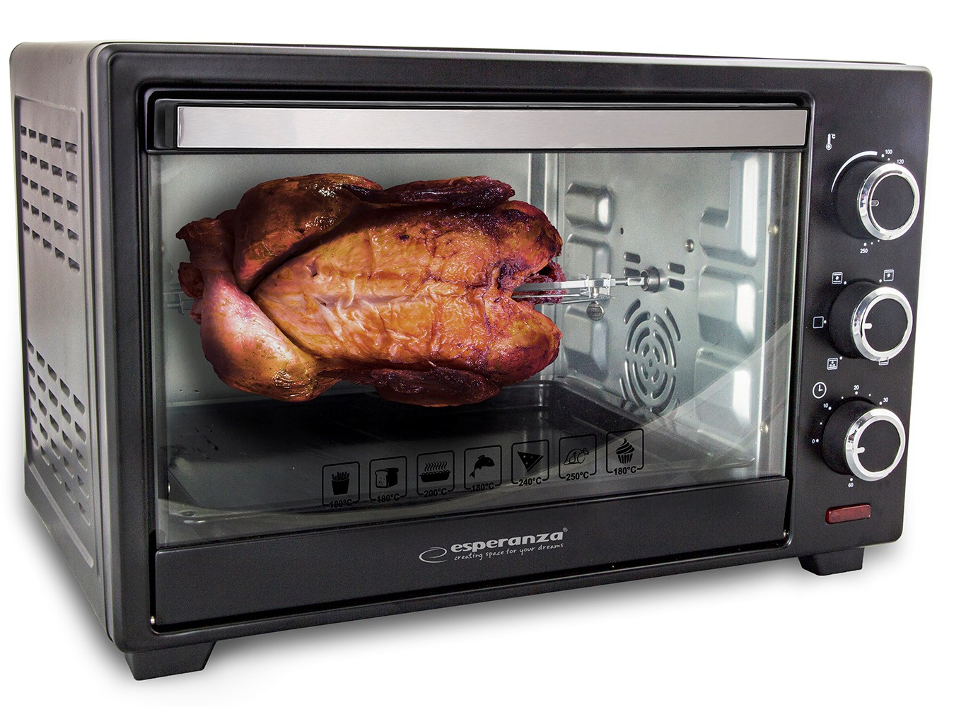Mini pećnica ESPERANZA EKO006 s konvekcijom i ražnjem (25 L, 1600 W) crna-0