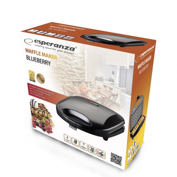 Aparat za vafle ESPERANZA EKT008 (2 vafla, 1000 W) crni-2