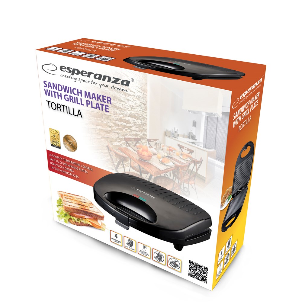 Toster za sendviče ESPERANZA EKT009 (1000W, crna)-3
