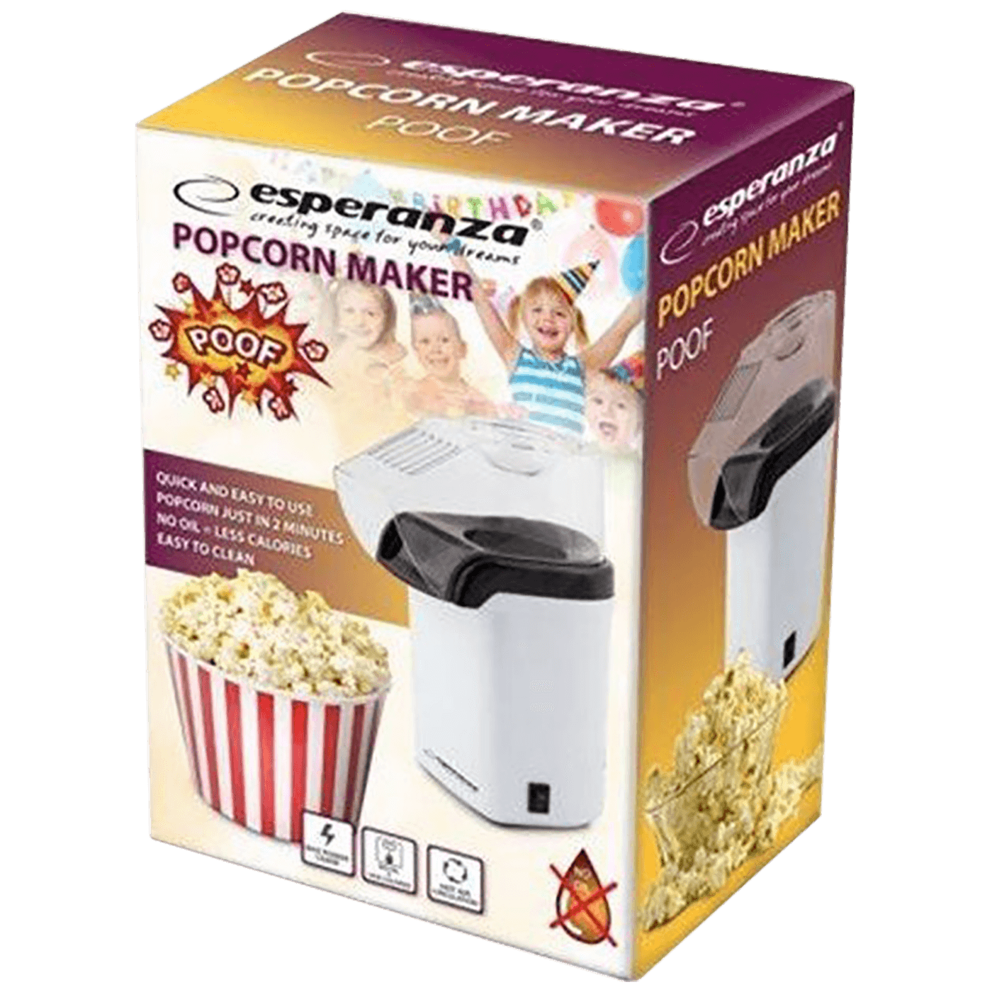 Aparat za kokice ESPERANZA EKP005W (0.27 L, 1200 W) crno-bijeli-1