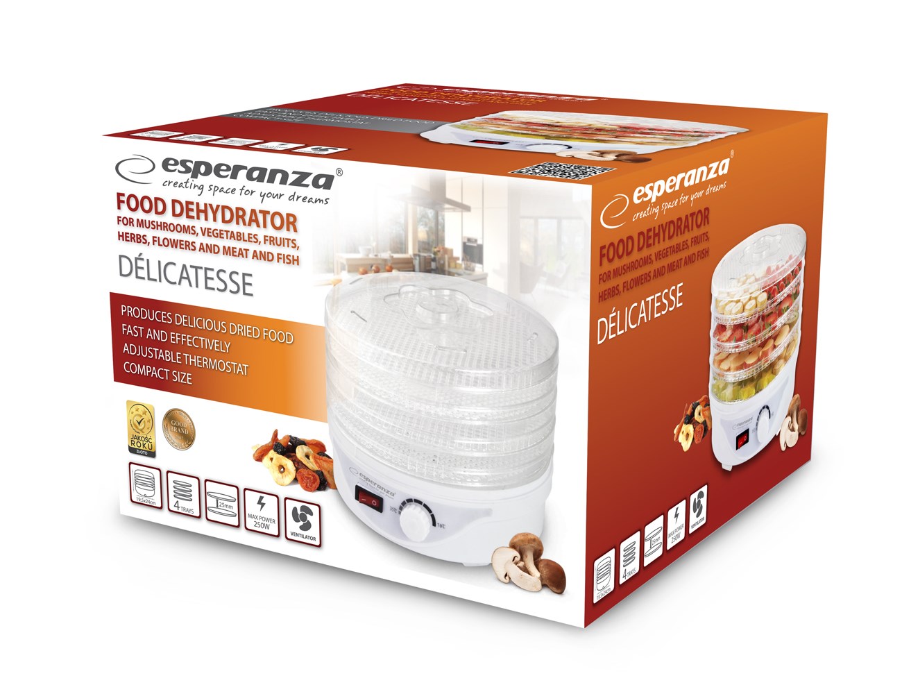 Dehidrator hrane Esperanza EKD003 (prozirni bijeli, 250 W)-4