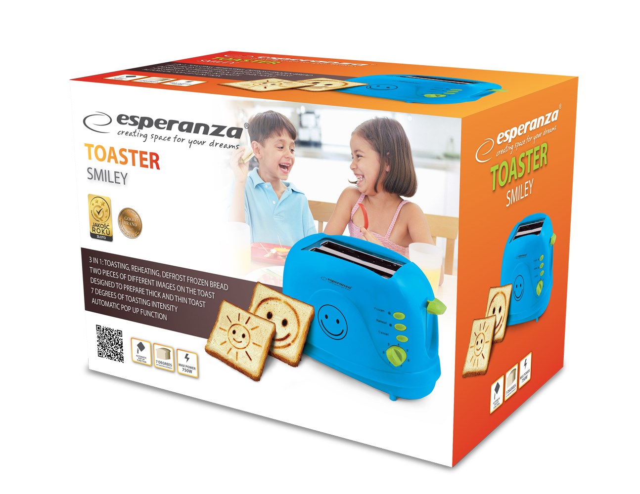 Toster EKT003B ESPERANZA (750 W plavi)-2