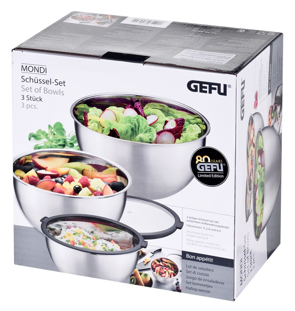 Set zdjela GEFU MONDI G-89430 (16/20/24 cm, nehrđajući čelik, s poklopcima)-14