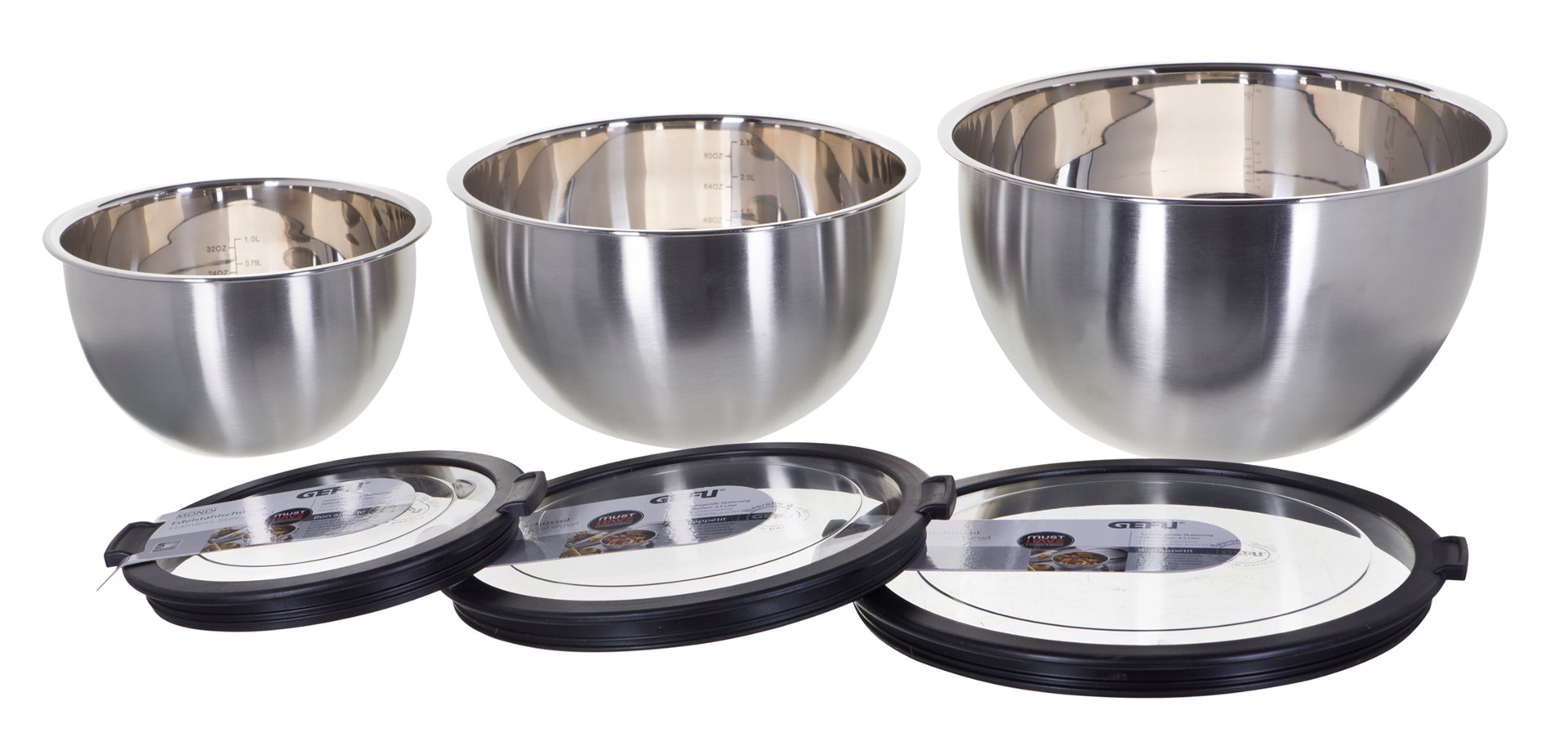 Set zdjela GEFU MONDI G-89430 (16/20/24 cm, nehrđajući čelik, s poklopcima)-7