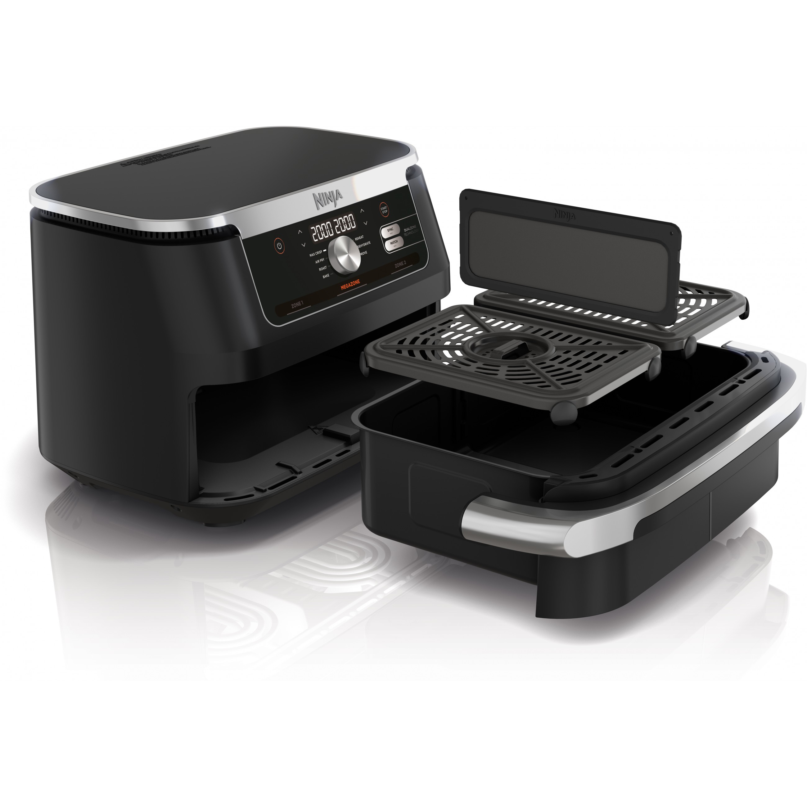 Ninja AF500EU fryer Double 10.4 L Stand-alone 2470 W Hot air fryer crna, Stainless steel-15
