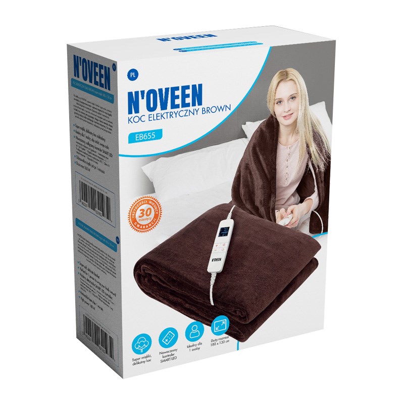 Električna deka NOVEEN EB655 (super mekana, 180 x 130 cm) smeđa-5