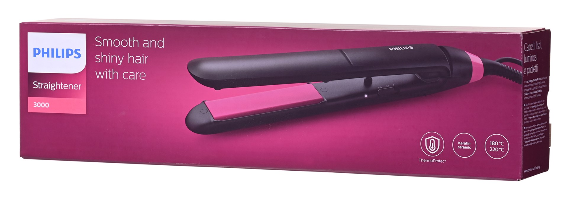 Pegla za kosu PHILIPS BHS375/00 StraightCare Essential ThermoProtect (ThermoProtect tehnologija, keratin-keramičke ploče 28 × 100 mm, 2 temperatura 180/220 °C, ključna brava, brzo zagrijavanje, univerzalni napon)-9