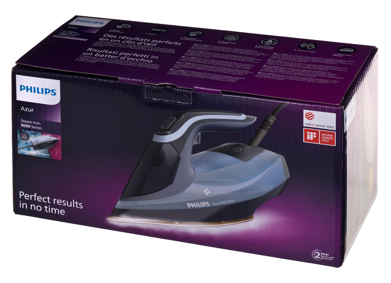 Pegla na paru Philips DST8020/20 (SteamGlide Elite ploča, 3000 W) plava-9