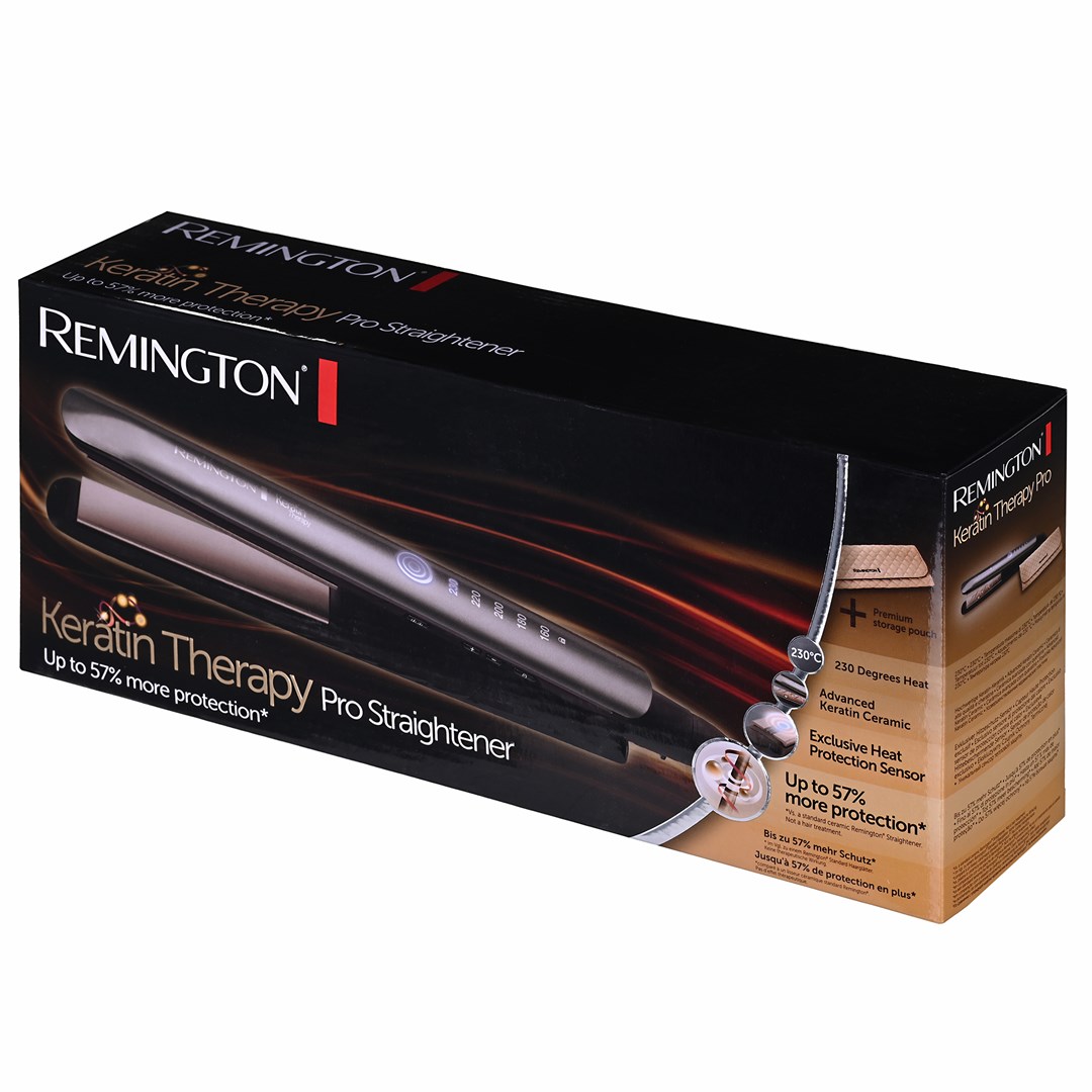 Pegla za kosu REMINGTON S8590 Keratin Therapy Pro (Advanced Keratin Ceramic ploče, senzor zaštite toplinom, 5 temperatura 160–230 °C, digitalni zaslon, brzo grijanje, rotirajući kabel)-10