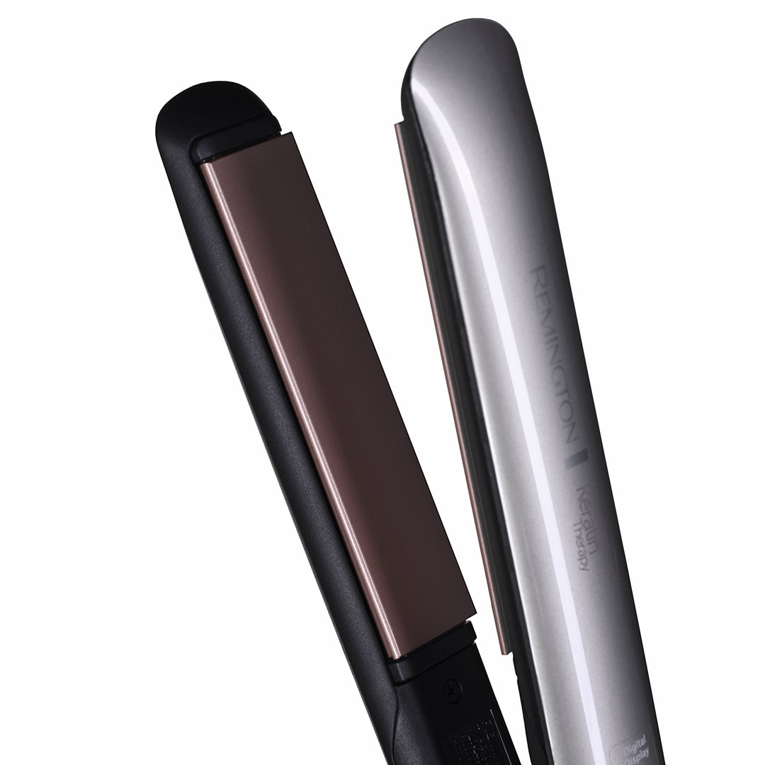 Pegla za kosu REMINGTON S8590 Keratin Therapy Pro (Advanced Keratin Ceramic ploče, senzor zaštite toplinom, 5 temperatura 160–230 °C, digitalni zaslon, brzo grijanje, rotirajući kabel)-3