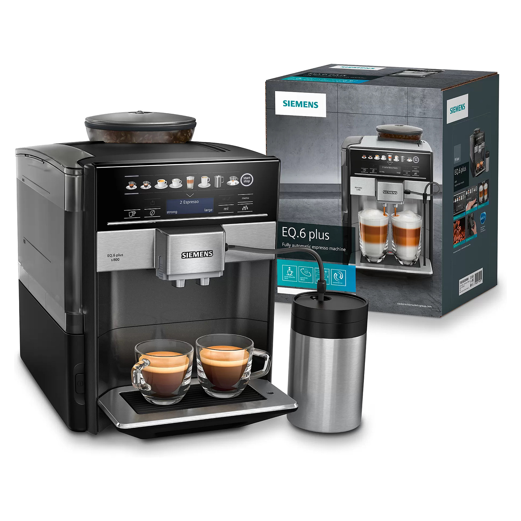Aparat za kavu SIEMENS EQ.6 Plus S800 TE658209RW (zrna/mljevena, 1,7 l, 1500 W, crno-srebrni)-1