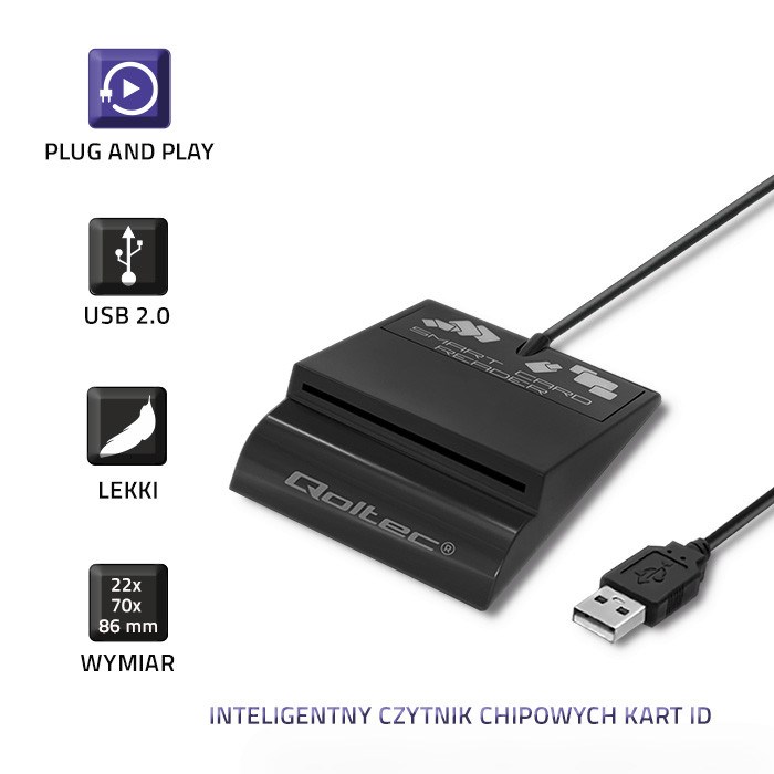 Čitač pametnog čipa ID kartice QOLTEC 50636 (SCR-0636, USB tip C)-4