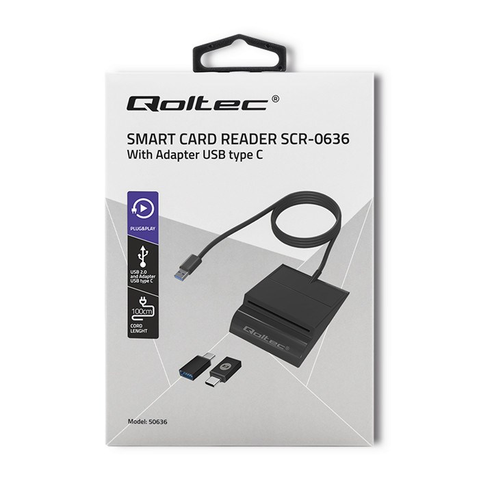 Čitač pametnog čipa ID kartice QOLTEC 50636 (SCR-0636, USB tip C)-7
