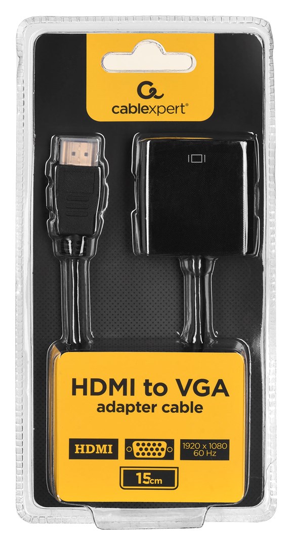 Video adapter kabel GEMBIRD A-HDMI-VGA-04 (0.15 m, VGA (D-Sub), HDMI Type A (Standard)) (crni)-1