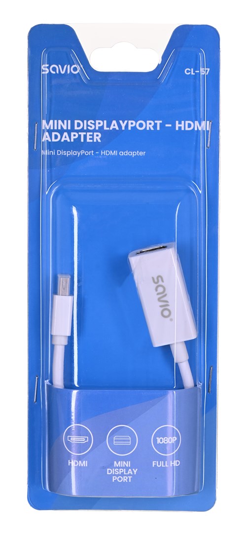 Savio CL-57 Adapter za video kabel 0,2 M Mini DisplayPort HDMI Tip A (Standardno) bijelo-3