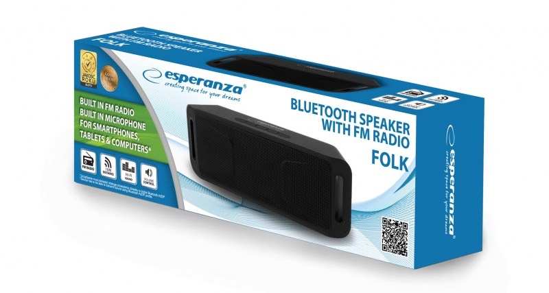 Bluetooth zvučnik FOLK ESPERANZA (stereo, 6 W) crni-1