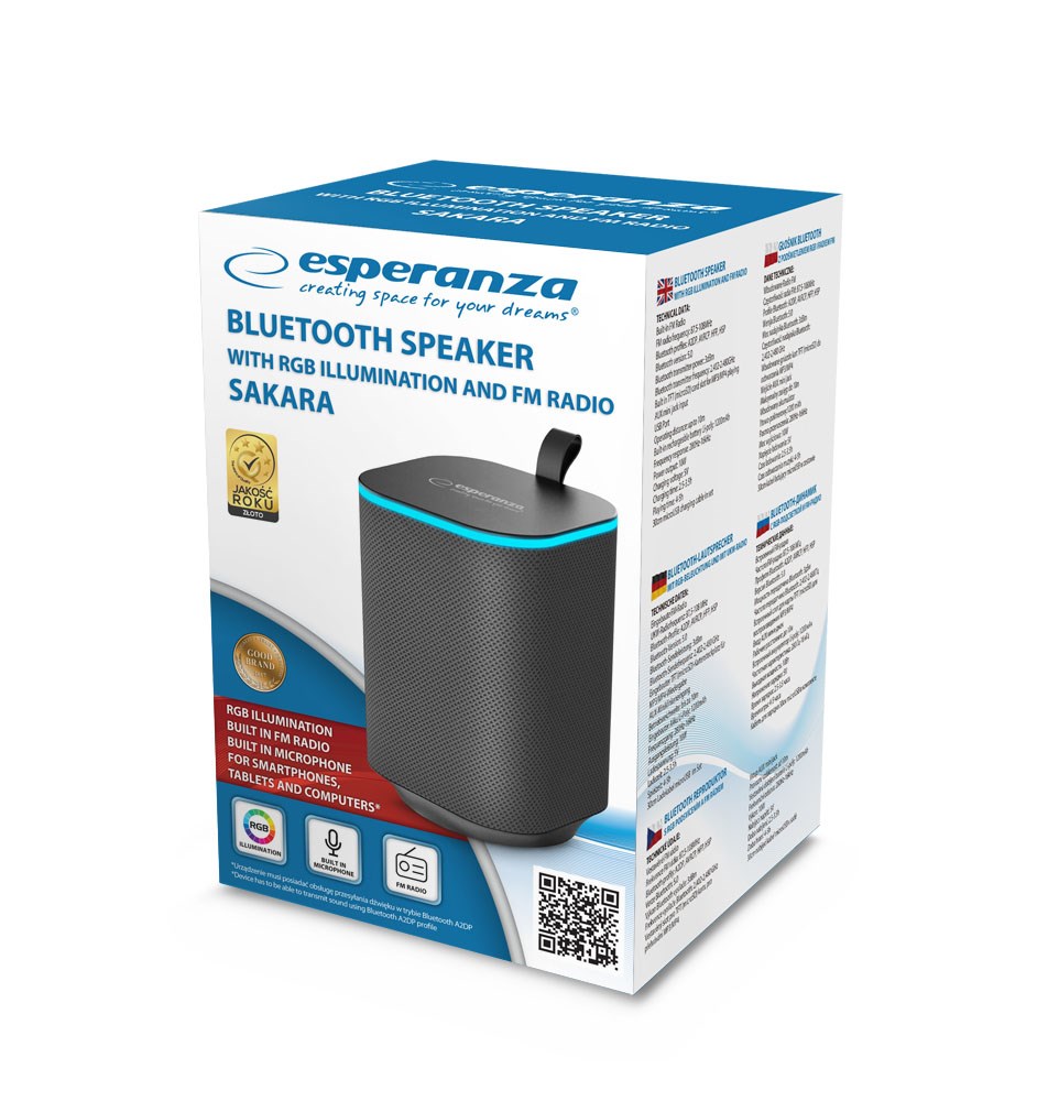 Zvučnik BT FM LED RGB ESPERANZA EP155 (10 W) crni-1