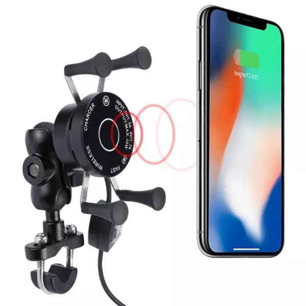 Nosač za mobitel na motoru FREEDCONN MC7W s indukcijskim punjačem + BM2R priključak za glavu cijevi-9