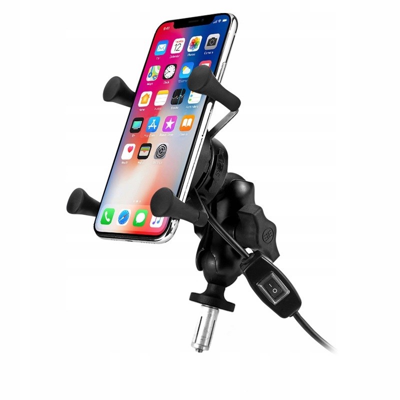 Nosač za mobitel na motoru FREEDCONN MC7W s indukcijskim punjačem + BM2R priključak za glavu cijevi-0